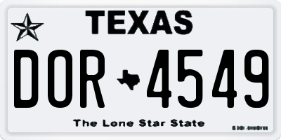 TX license plate DOR4549