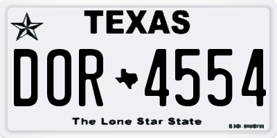 TX license plate DOR4554