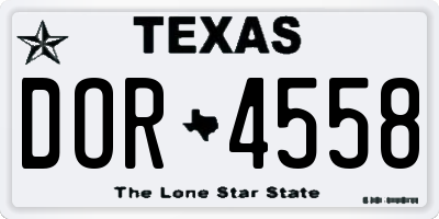 TX license plate DOR4558