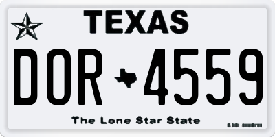 TX license plate DOR4559