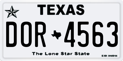 TX license plate DOR4563