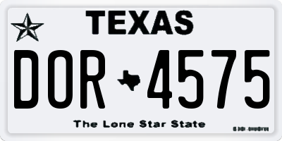 TX license plate DOR4575