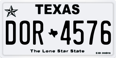 TX license plate DOR4576