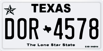 TX license plate DOR4578