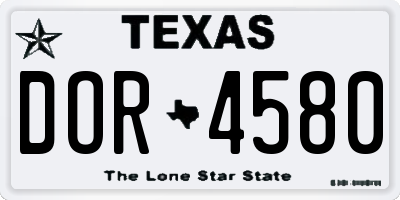 TX license plate DOR4580
