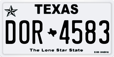 TX license plate DOR4583