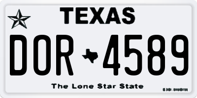 TX license plate DOR4589