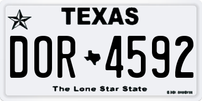 TX license plate DOR4592