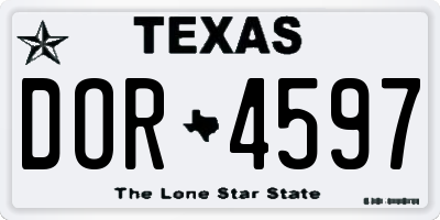 TX license plate DOR4597