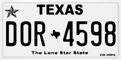 TX license plate DOR4598