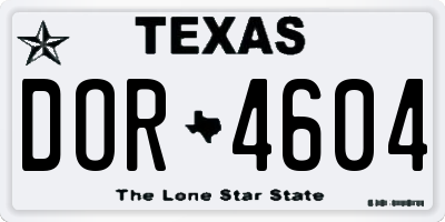 TX license plate DOR4604