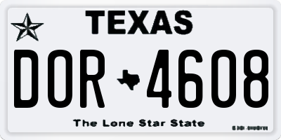 TX license plate DOR4608