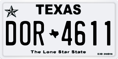 TX license plate DOR4611
