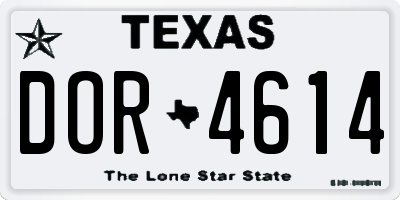 TX license plate DOR4614