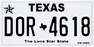 TX license plate DOR4618