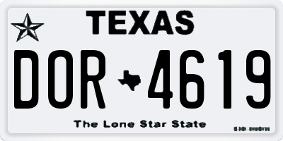 TX license plate DOR4619