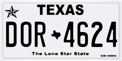 TX license plate DOR4624