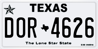 TX license plate DOR4626