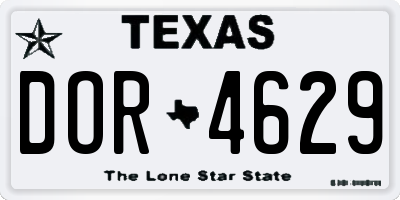 TX license plate DOR4629
