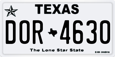 TX license plate DOR4630