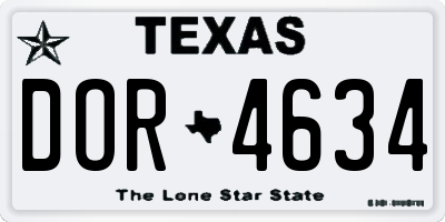 TX license plate DOR4634