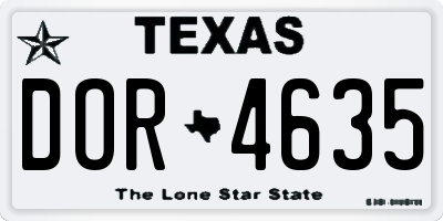TX license plate DOR4635