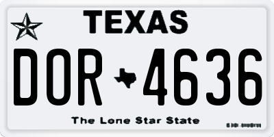 TX license plate DOR4636