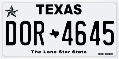 TX license plate DOR4645
