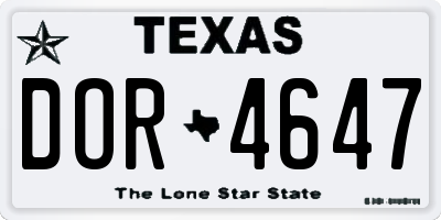TX license plate DOR4647