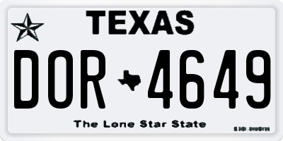 TX license plate DOR4649