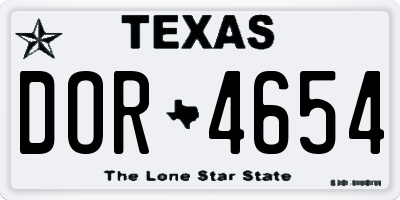 TX license plate DOR4654