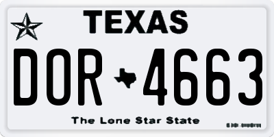 TX license plate DOR4663