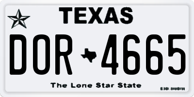 TX license plate DOR4665