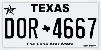 TX license plate DOR4667