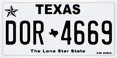 TX license plate DOR4669