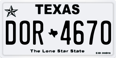 TX license plate DOR4670