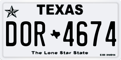 TX license plate DOR4674