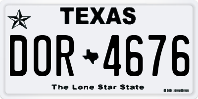 TX license plate DOR4676