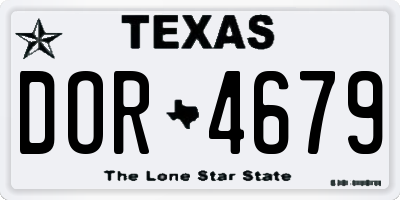 TX license plate DOR4679