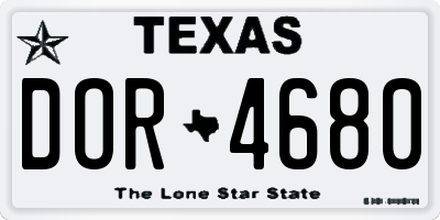 TX license plate DOR4680