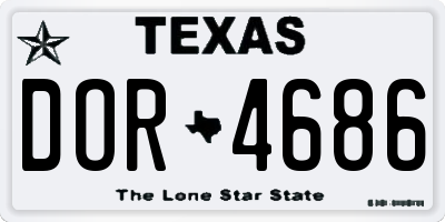 TX license plate DOR4686