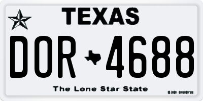 TX license plate DOR4688