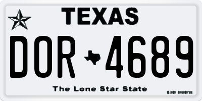 TX license plate DOR4689