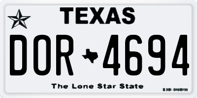 TX license plate DOR4694
