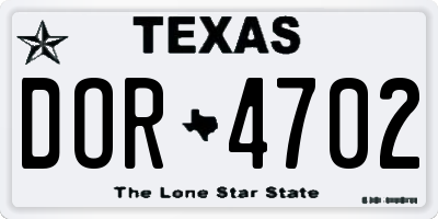 TX license plate DOR4702