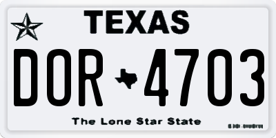 TX license plate DOR4703