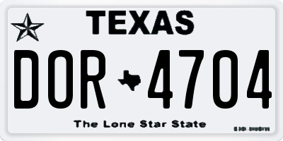 TX license plate DOR4704
