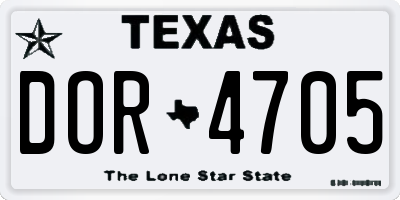 TX license plate DOR4705