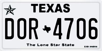 TX license plate DOR4706
