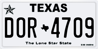 TX license plate DOR4709
